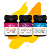 Three Manuka Honey mini jars 125g in MGO 850+, 1130+ and 1300+ – New Zealand Honey Co. tasting set